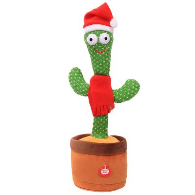 China 3 Versions Christmas Amazon Sale Custom 3 Battery Stuffed Flowerpot Dance By Hot English Versions English Speaking Electric Cactus Plush Toy for sale