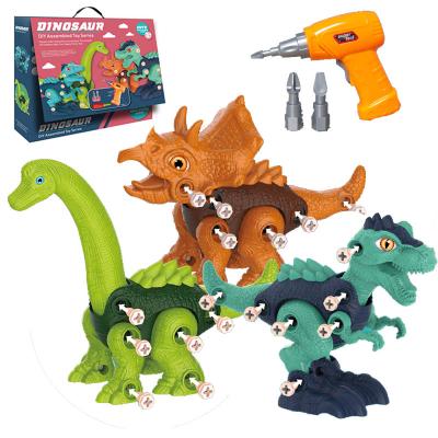 China Dinosaur Toys For Children 3-5 5-7 Construction Building With Electric Drill 4Pcs Christmas Gifts Disassemble Dinosaur Toys Assemble 21*7*16cm for sale