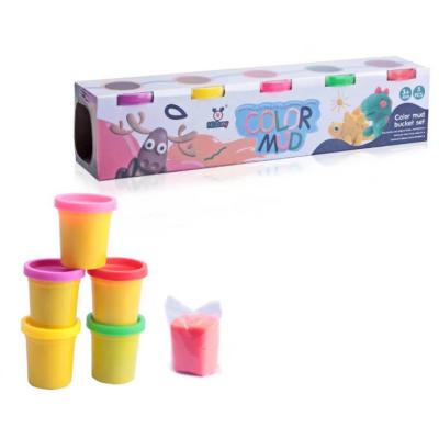 China Educational Non-Toxic Play Dough Diy Colorful Plasticine Toys Set Clay 5 Pcs Plasticine Colored Clay Toy for sale