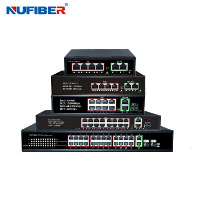 China 10 / 100M OEM / ODM 4 8 16 24 Port Ethernet Fiber Switch POE Gigabit With 2 SFP Ports for sale