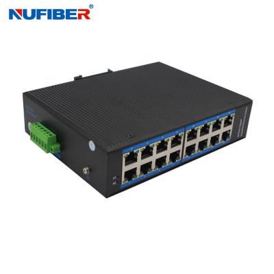 China Interruptor industrial DC52V del POE de los puertos del gigabit 16 del soporte del carril del dinar del interruptor 16x10/100/1000Base-T de Ethernet del POE en venta