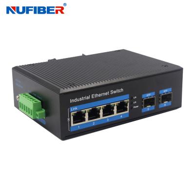 China Unmanaged Industrial SFP Ethernet Switch 2*1000M SFP to 4*10/100/1000M UTP Port Gigabit 6 Port Switch for sale