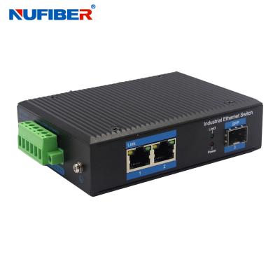 China Industrial SFP Ethernet Switch Gigabit 3 Ports 1.25G SFP to 2 RJ45 Port SFP Media Converter DC24V Te koop