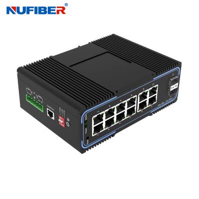 China Managed Gigabit Fiber Ethernet Switch 12 UTP Port to 2 SFP Ports Industrial Din Rail Mount Telnet Switch for sale