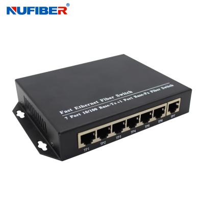 China 7 RJ45 + 1 puerto de fibra SC/FC/ST Opcional TX a FX Fibra Ethernet Interruptor de almacenamiento Mecanismo de conmutación Casilla de hierro en venta