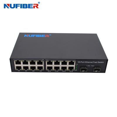 China Gigabit SFP Ethernet Switch 16x10/100/1000M to 2x1000M SFP UTP LC/SC with SFP Module DC12V for sale