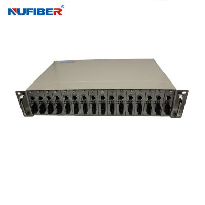 China Card Media Converter Chassis 19'' 2U 16slots RacK Mount Chassis 2 Power Supply Card Type Iron Case for sale