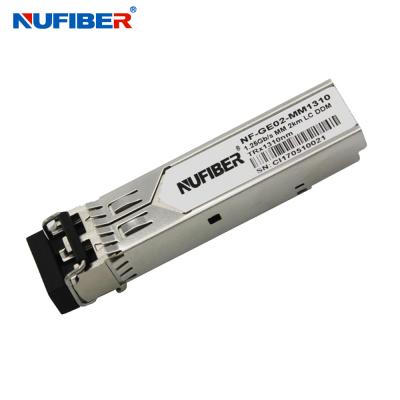 China 1.25Gb/s SFP Transceiver dual fiber multimode 2km 1310nm LC DDM for sale