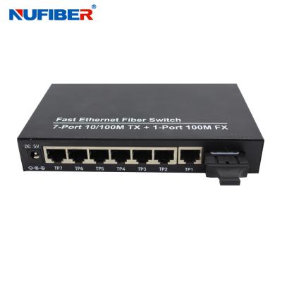 China 10/100M 7 de haven dubbele vezel SM 1310nm 20km van de havenrj45+1 vezel optische vezel ethernet schakelaar Te koop