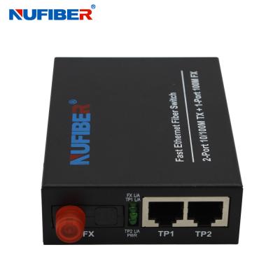 China 100M 2*10/100Base-Tx to 1*100Base-Fx SM single fiber FC 20km fiber ethernet switch for sale