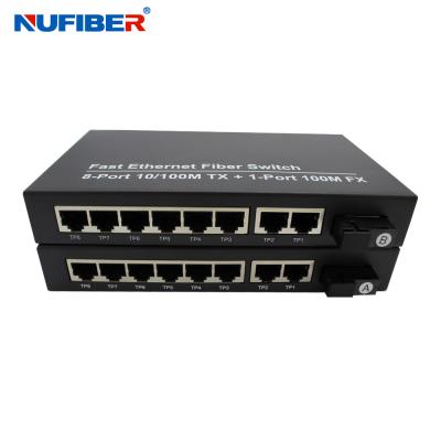 China Interruptor del puerto Rj45 del interruptor DC5V 2A 8 de Ethernet de la fibra del solo modo de la FCC en venta