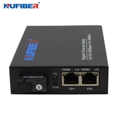 China Conversor do interruptor dos ethernet da fibra do gigabit com porto da fibra 2 Rj45 1 à venda