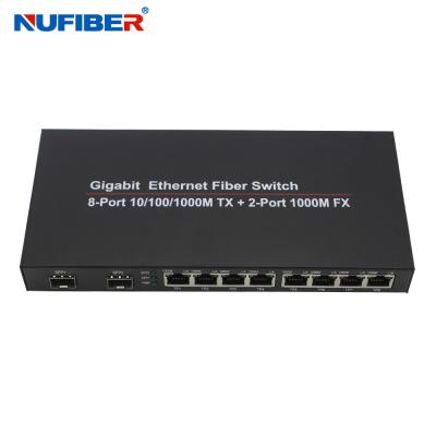 China el 10/100/1000M convertidor Rj45+2 SFP del puerto de 8 medios de la fibra óptica del interruptor portuario de Ethernet en venta