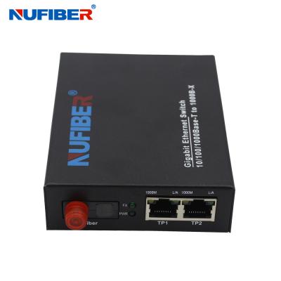 China el 1000M 2 convertidor portuario del interruptor de Ethernet de la fibra del gigabit de Bidi FC 1310nm/1550nm de la fibra Rj45+1 en venta