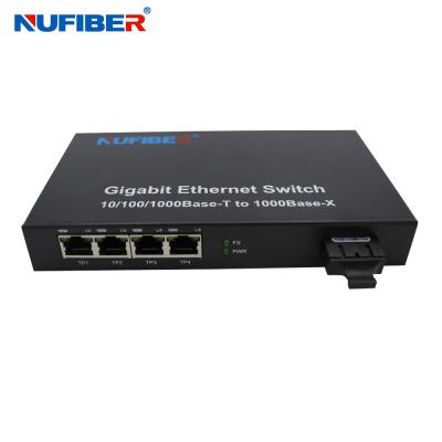 China el 1000M puerto portuario de la fibra 4 Rj45+1 con el interruptor óptico dual de Ethernet de la fibra del SC 1310nm de la fibra del SM en venta