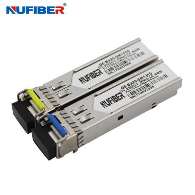 China Transceptor 20km 1310nm 1550nm da manutenção programada Bidi LC 1.25G SFP com DDM à venda