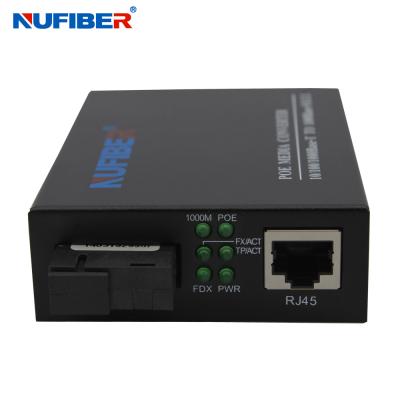 China 10/100/1000M 20km SM SC Fiber To RJ45 30W POE Converter Switch for sale