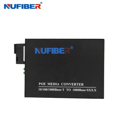 China 10/100/1000M SM SC 20km Fiber To Copper Media Converter With POE for sale