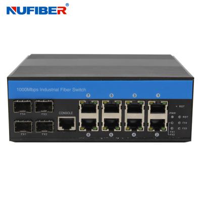 중국 8 RJ45 인더스트리얼에 대한 DIN 철도 24V 4 SFP는 SFP 스위치를 관리했습니다 판매용