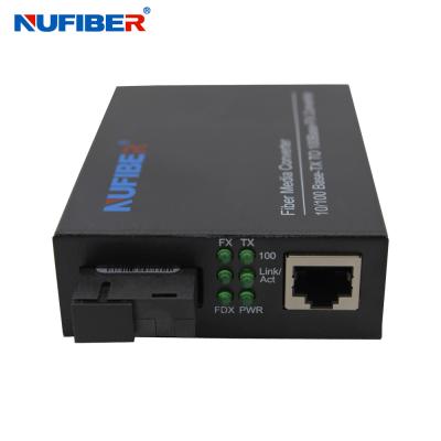 China 10/100M Fiber Media Converter Single Mode Simplex 1310nm / 1550nm 20km SC for sale