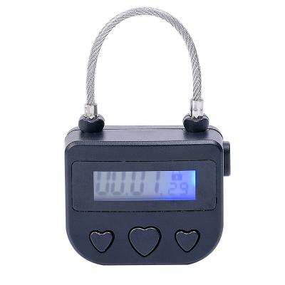 China ABS Blue Screen LCD Display Time Lock USB Multifunctional Rechargeable Timer Padlock Time Release Scary Lock for sale