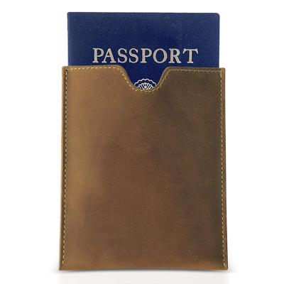 China Genuine Leather RFID Passport Holder RFID Blocking Passport Wallet Cover with Card Slots for sale