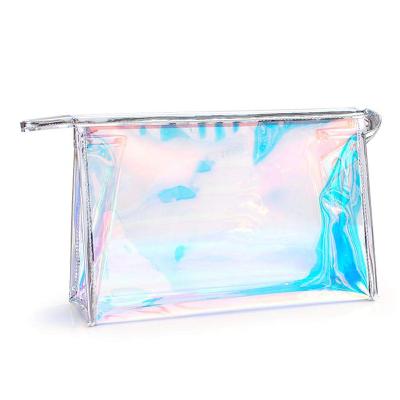 China Fashion PVC Hologram Pouch Cosmetic Transparent Toiletry Bag Iridescent Laser Bag Makeup Bag for sale