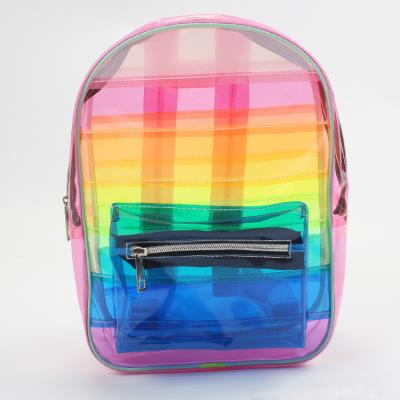 China Waterproof Colorful Rainbow PVC Backpack Bag Kids School Backpack Shoulder Bag for sale