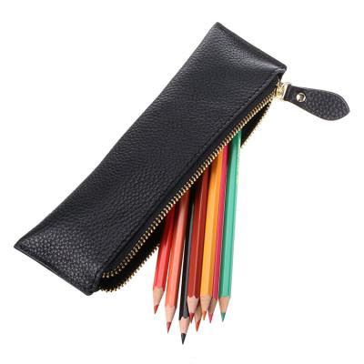 China Schools & Portable Offices Kids School Bag Durable Single Zipper Pencil Pouch Genuine Leather Pencil for sale