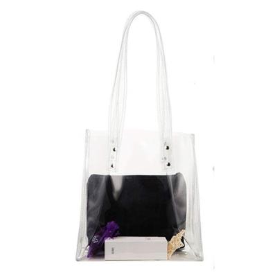 China Vintage Clear Tote Bag Security Travel Gym Bags Perfect For Work School Sports Games Transparent Handbag for sale