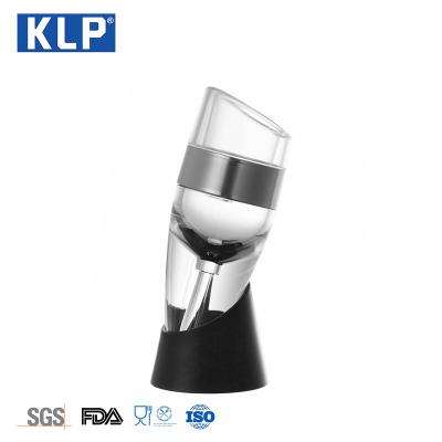 China New Design Portable Professional Bar Tools KLP Red Wine Decanter Premium Aerating Acrylic Wine Aerator With Black Base for sale