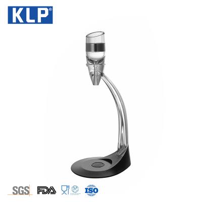 China KLP Portable Premium Acrylic Wine Pourer Wine Aerator Gift Kit Bar Deluxe Bartender Tools Decanter With Stand for sale