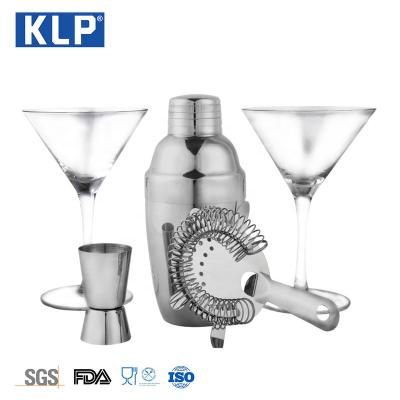 China KLP Viable Wholesale In Stock 4 Pieces Cocktail Shaker Accessories Bar Bartender Tools Set Stainless Steel Bar for sale