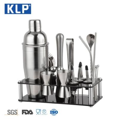 China Stainless Steel Viable Home KLP Bar Mixology Kit Cocktail Shaker Bar Stand Mixing Tool Kit for sale