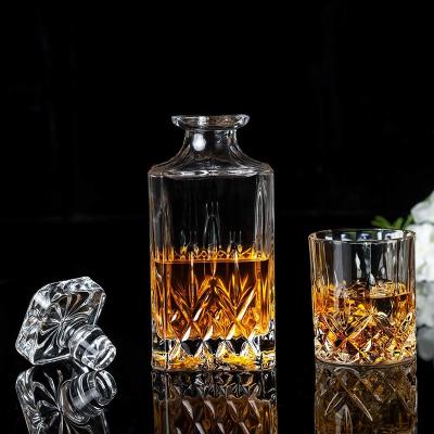 China KLP Glass Whiskey Decanter Set With 2 Old Fashioned Whiskey Glasses For Liquor Scotch Bourbon Or Wine - Irish Cup for sale