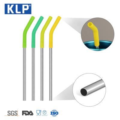 China KLP Sustainable Food Grade Approved Stainless Steel Straws Reusable Metal Drinking Straws With Cleaning Brush for sale