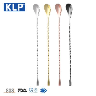 China KLP Viable Custom High Quality Long Handle Water Drop Bar Spoon Metal Bar Spoon Cocktail Stirrer Sublimation Blanks for sale