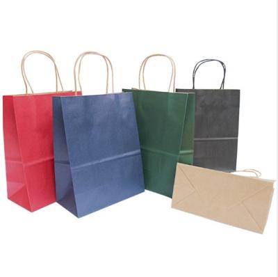 China Recycled Materials Sell Logo Printing Recycled Reusable Food Wholesale Custom Take Out Grocery Party Gift Wrapping Paper Bag for sale