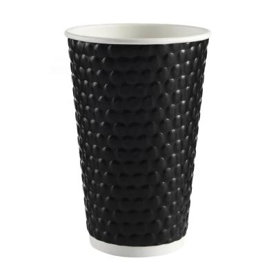 China Disposable 16oz Custom Printed Black Dot Embossed Paper Cup Wholesale for sale