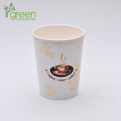 China Yiwu Green 8oz High Quality Disposable Environmental Disposable Heat Proof Double Wall Embossed Paper Cup Factory for sale