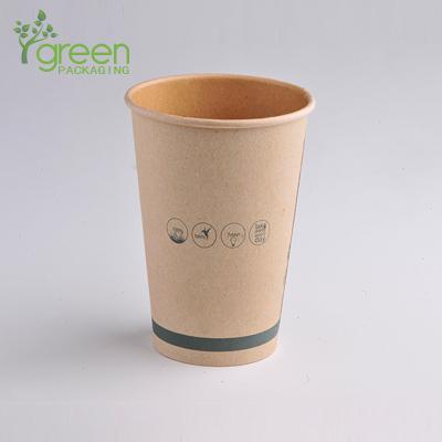 China Environmental Biodegradable Kraft Disposable Hot Single Wall Reusable Coffee Cup With Lid To Go Cup for sale