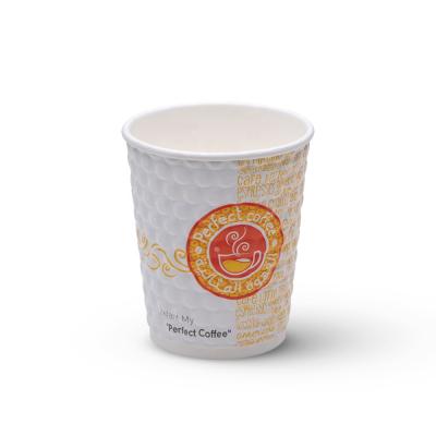 China 8oz Dot Bubble Embossed Double Wall Disposable Coffee Hot Paper Cups for sale