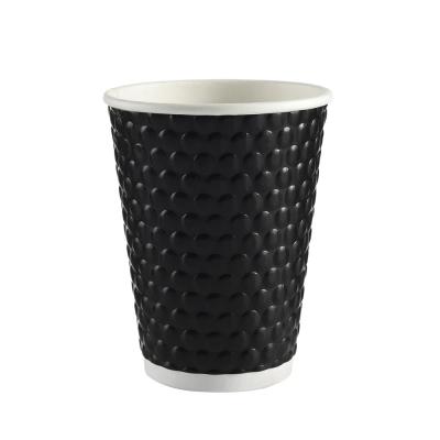 China 12oz Dot Embossed Paper Cup Top Disposable Grade Disposable Paper Coffee Cup for sale