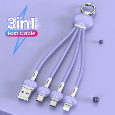 China MP3/MP4 Player Light Charging Fast Data Cable And Portable Convenient Small Bayonet Button 3 In 1 Micro USB Cable for sale