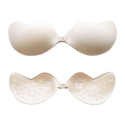 China White Invisible Sticky Self Adhesive Backless Wing Strapless Bra Silicone Push Up Magic Bra Pump Bra for sale