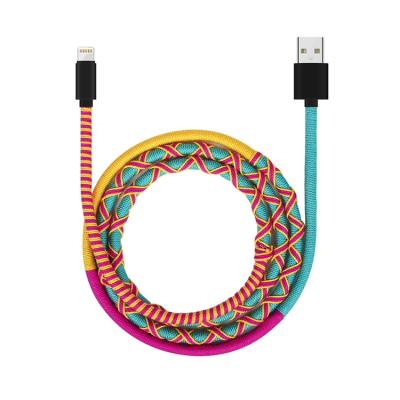 China Factory Supplier New 2021 Hot Selling Double Side Insert Usb Cable Handmade Nylon Braided Charging Cable For Mobile Phone for sale