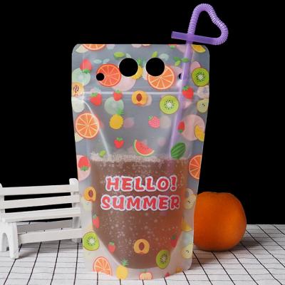 China Larger Picture Clear Juice Moisture Proof Sealed Drink Pouches Translucent Resealable Handheld Zipper Plastic Drinking Bag for sale