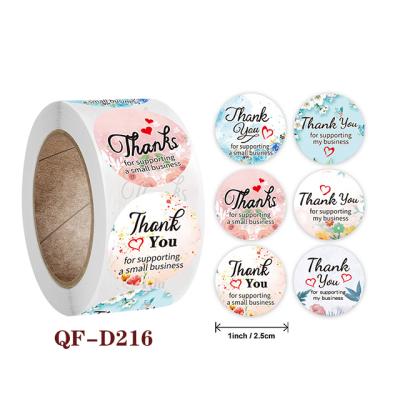 China 1 Inch 500pcs Waterproof Gift Stickers Flowers Label Stickers 6 Packaging Paper Design Thank You Stickers for sale