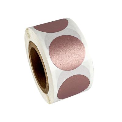 China Waterproof 300 Pcs Rose Gold Pink Round Scratch Off Labels Adhesive Sticker, Silver Gold Sticker Scratch Off Label Stickers Printing Roll for sale