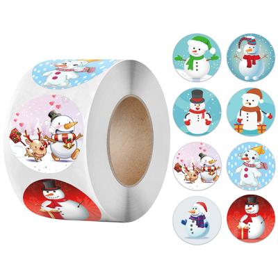 China Waterproof 1 Inch 500PCS Christmas Sticker For Gift Decor DIY Christmas Stickers Navidad Decorations for sale